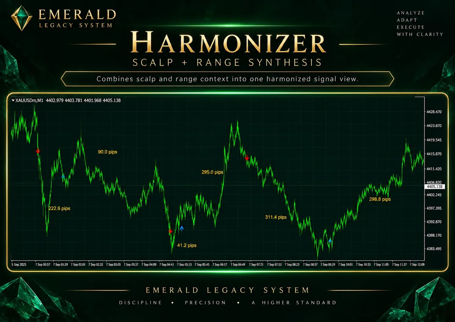 Harmonizer Signal shown on the same MT4 market chart.